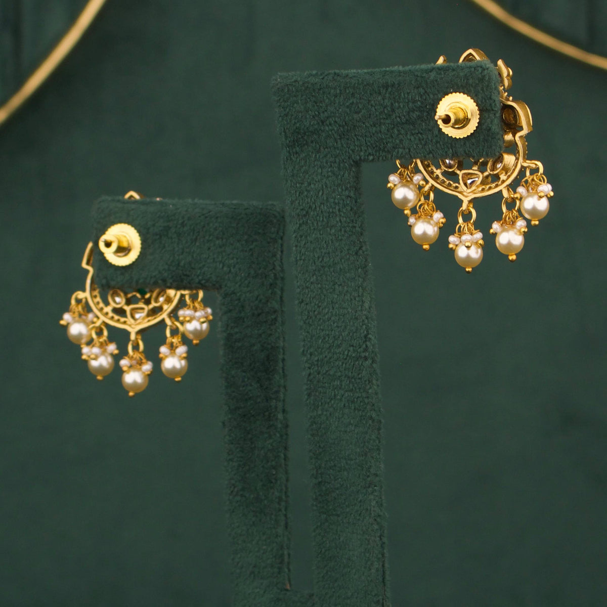 Designer Victorian Stud Earrings With Pearl Drops