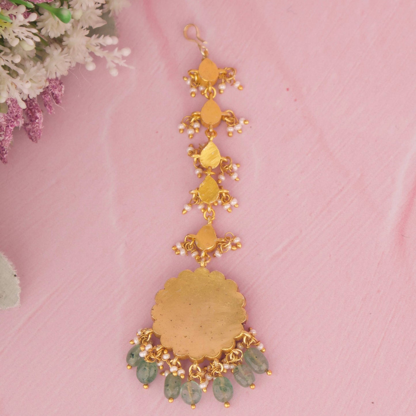 Floral Locket Jadau Kundan Maangtika
