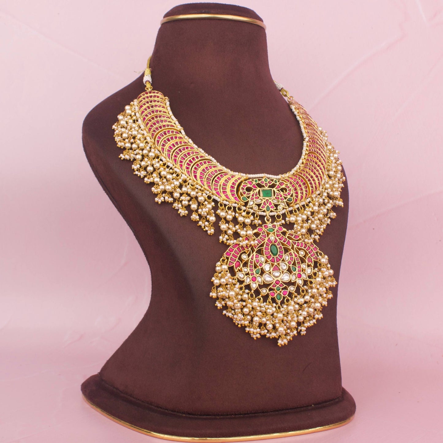 Traditional South Indian Jadau Kundan Guttapusalu Necklace