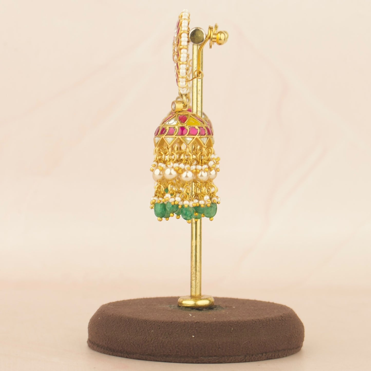 Traditional Floral Design Studded Jadau Kundan Jhumki