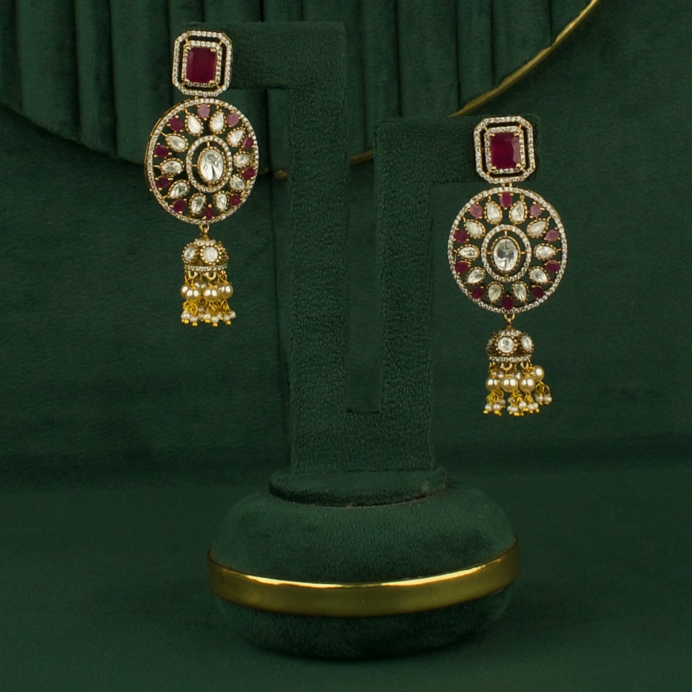 Grand Peacock Design Polki Victorian Layered Necklace Set