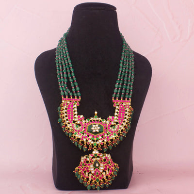 Heritage Reversible Jadau Kundan Beads Necklace With Pendant