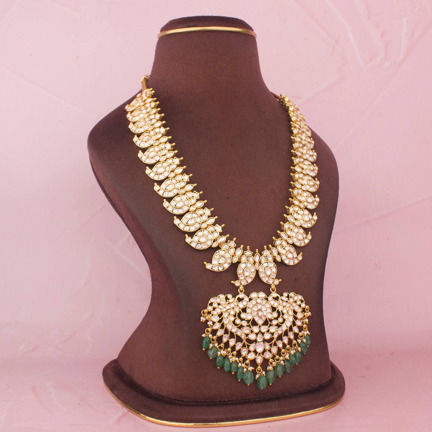 Moissanite Polki Long Mango Necklace