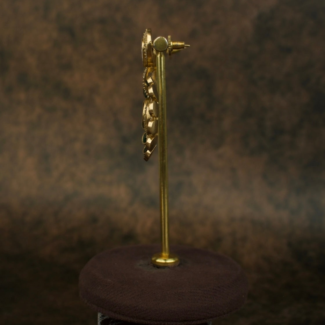 Exquisite Fusion Victorian Polki Chandbali Earrings with Kundan Stones