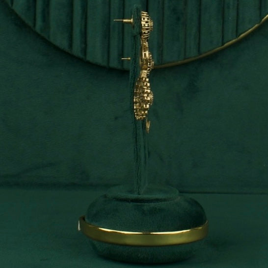 Grand floral Design Polki Victorian Layer Haram With Matching Hanging Earrings