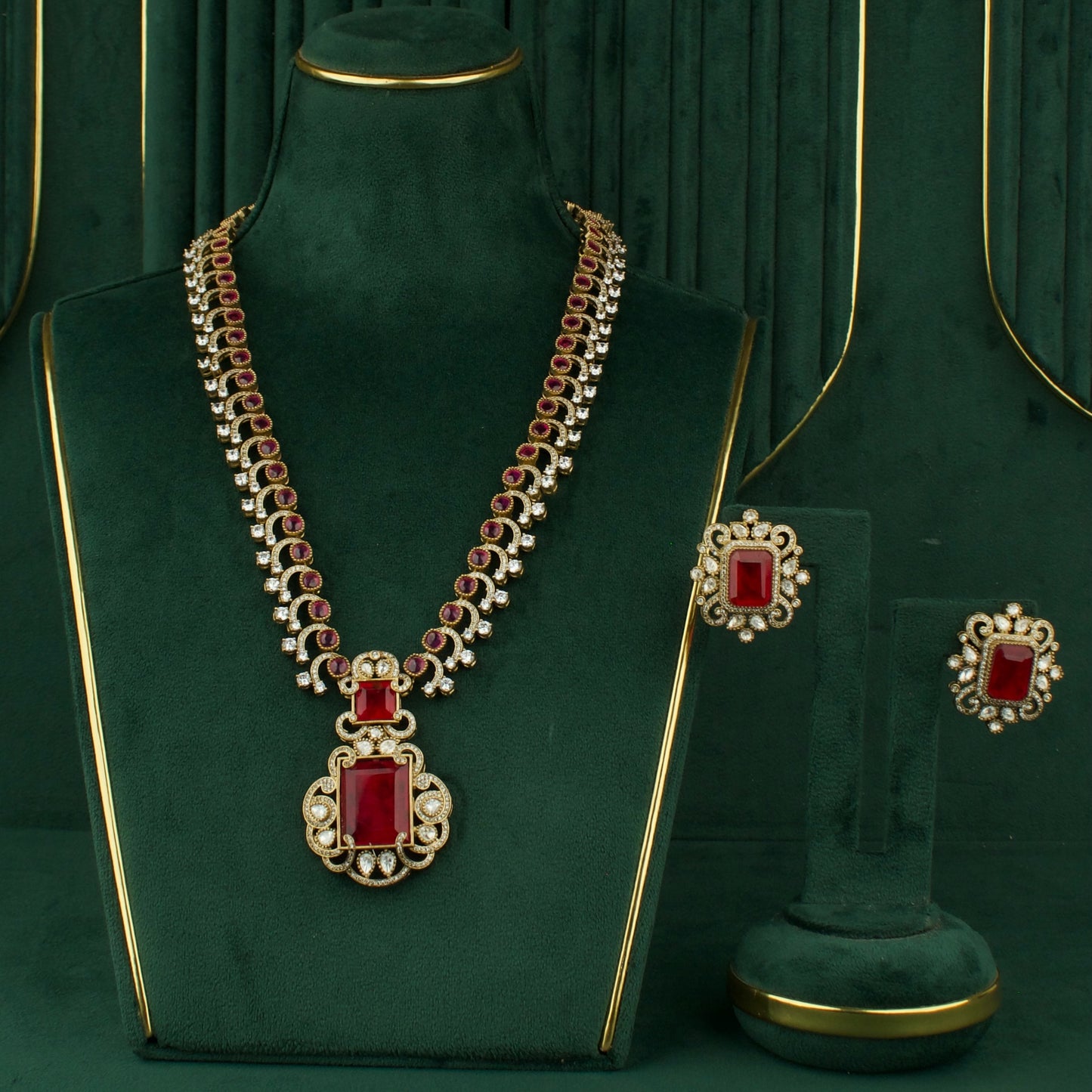Royal Elegance Design Polki Victorian Necklace with Matching Earrings
