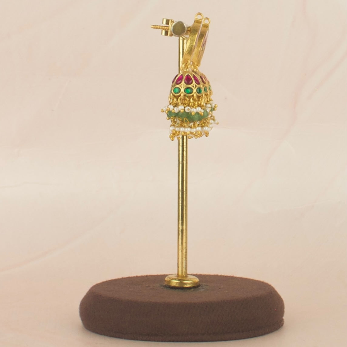 Unique Chand Bali Design Studded Jadau Kundan Jhumki