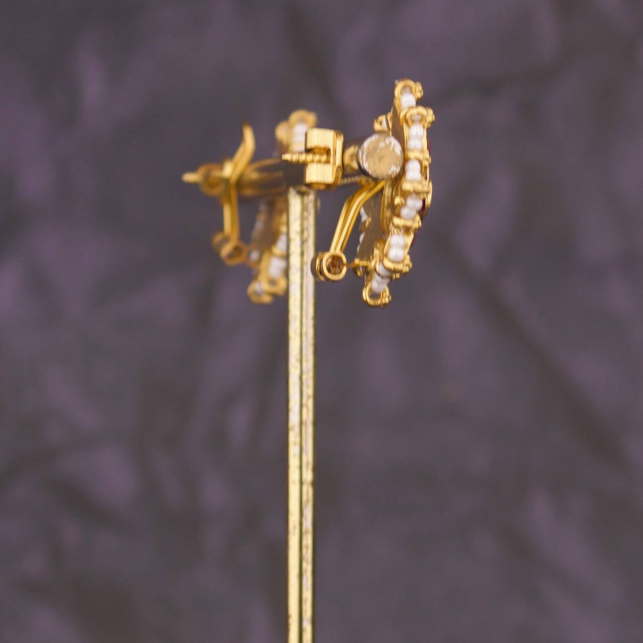 Floral Jadau Kundan Stud Earrings With Pearl Detailing