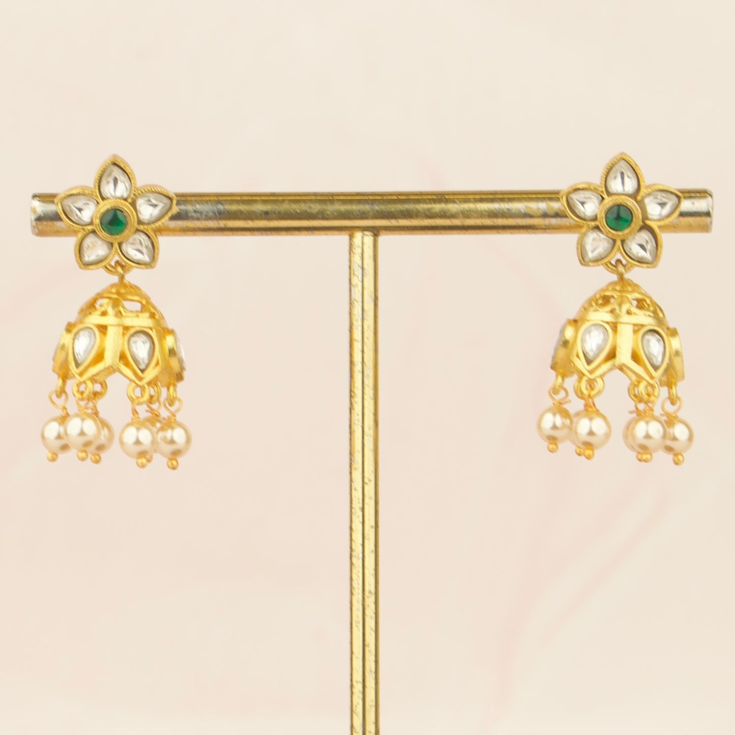 Ethereal Blossom Jadau kundan jhumka Earrings
