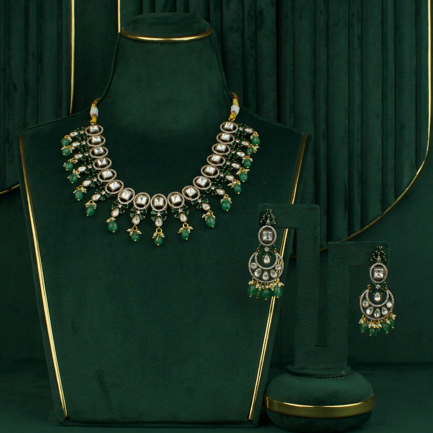 Elegant Victorian Polki Choker Necklace Set
