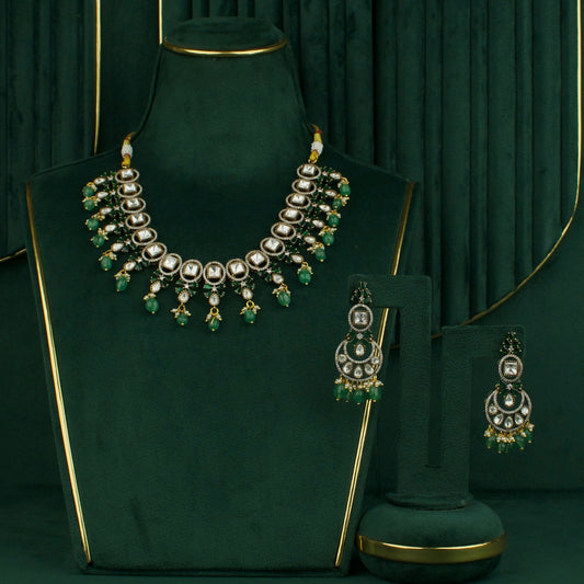Elegant Victorian Polki Choker Necklace Set
