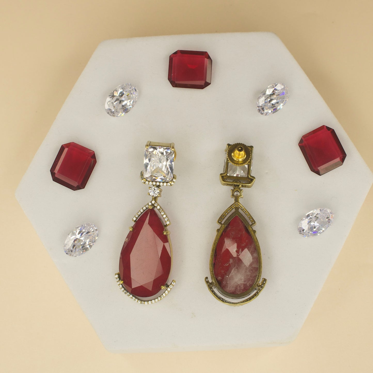 Fancy yet classic stone hanging earrings