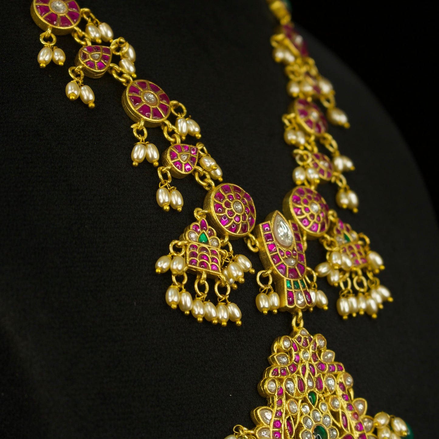 Grand Necklace Style Jadau Kundan Beads Mala