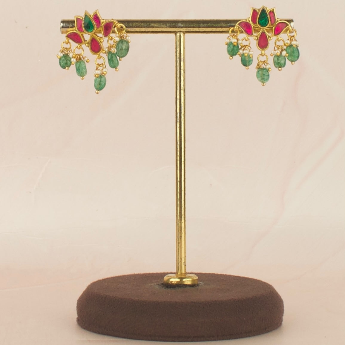 Lotus Design Lockets Jadau Kundan Nan-tad with Matching Earrings