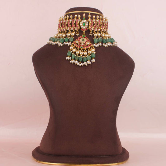 Bridal Jadau Kundan Peacock Design Choker With Locket