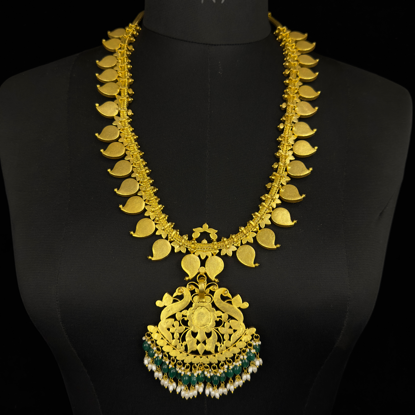 Heavy Gold Plated Jadau Kundan Mango Haram for Bridal Wear