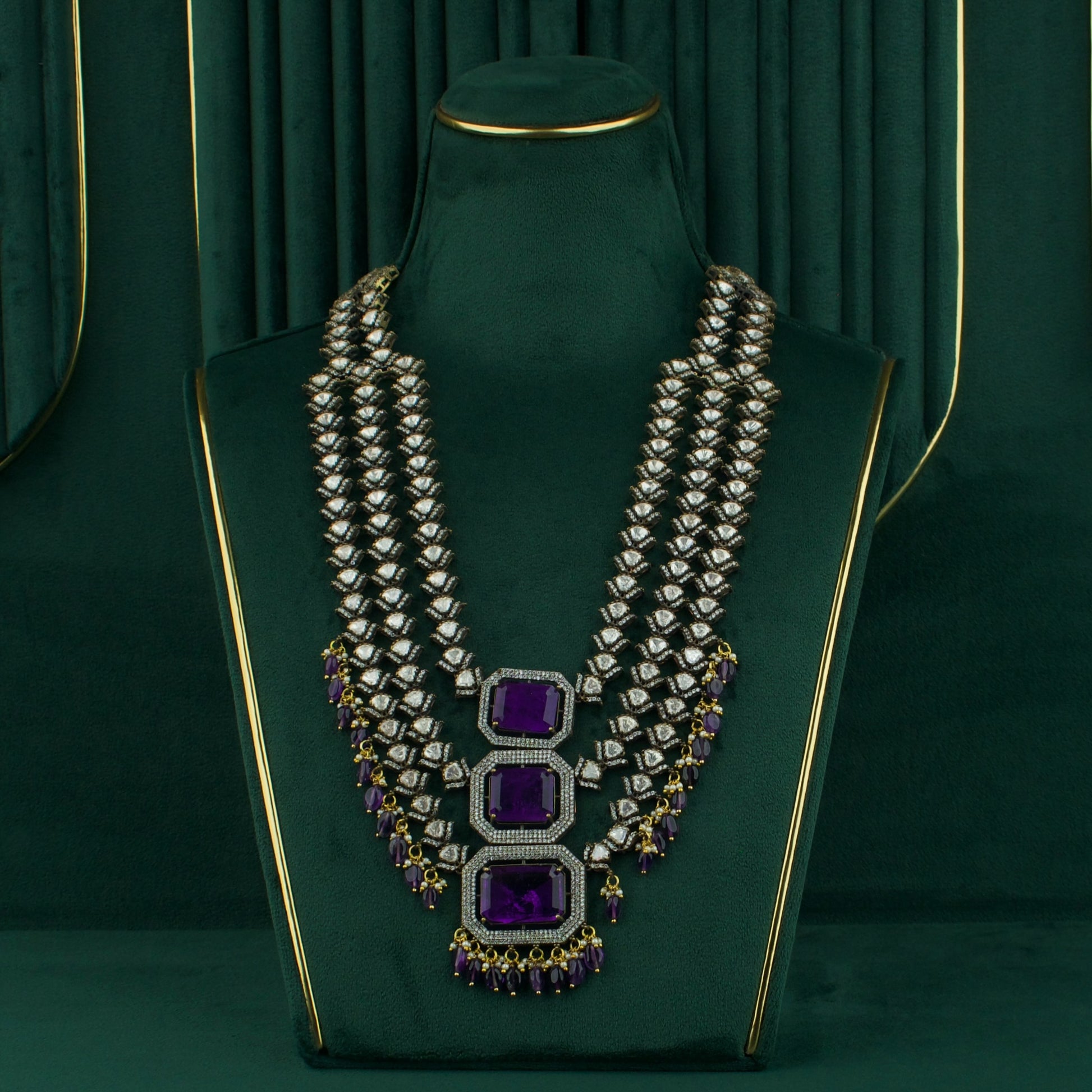 Grand Bridal Polki Necklace With Earrings