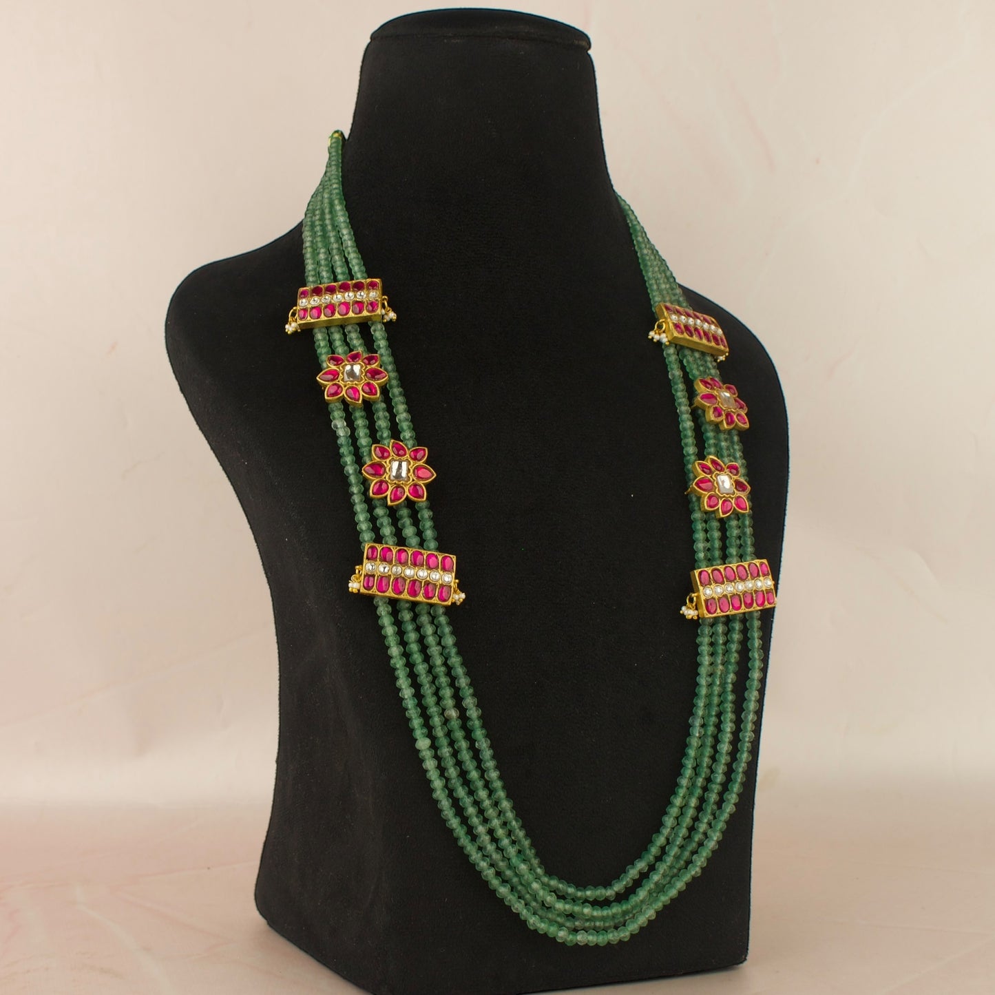 Unique Jadau Kundan Beads With Kundan Side-Locket