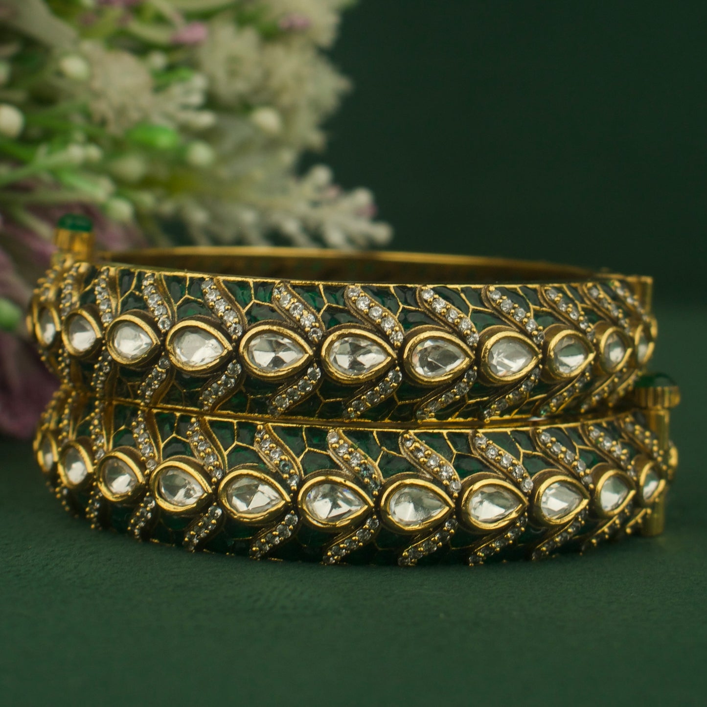 Traditional Fusion Kundan & Polki Victorian Bangles