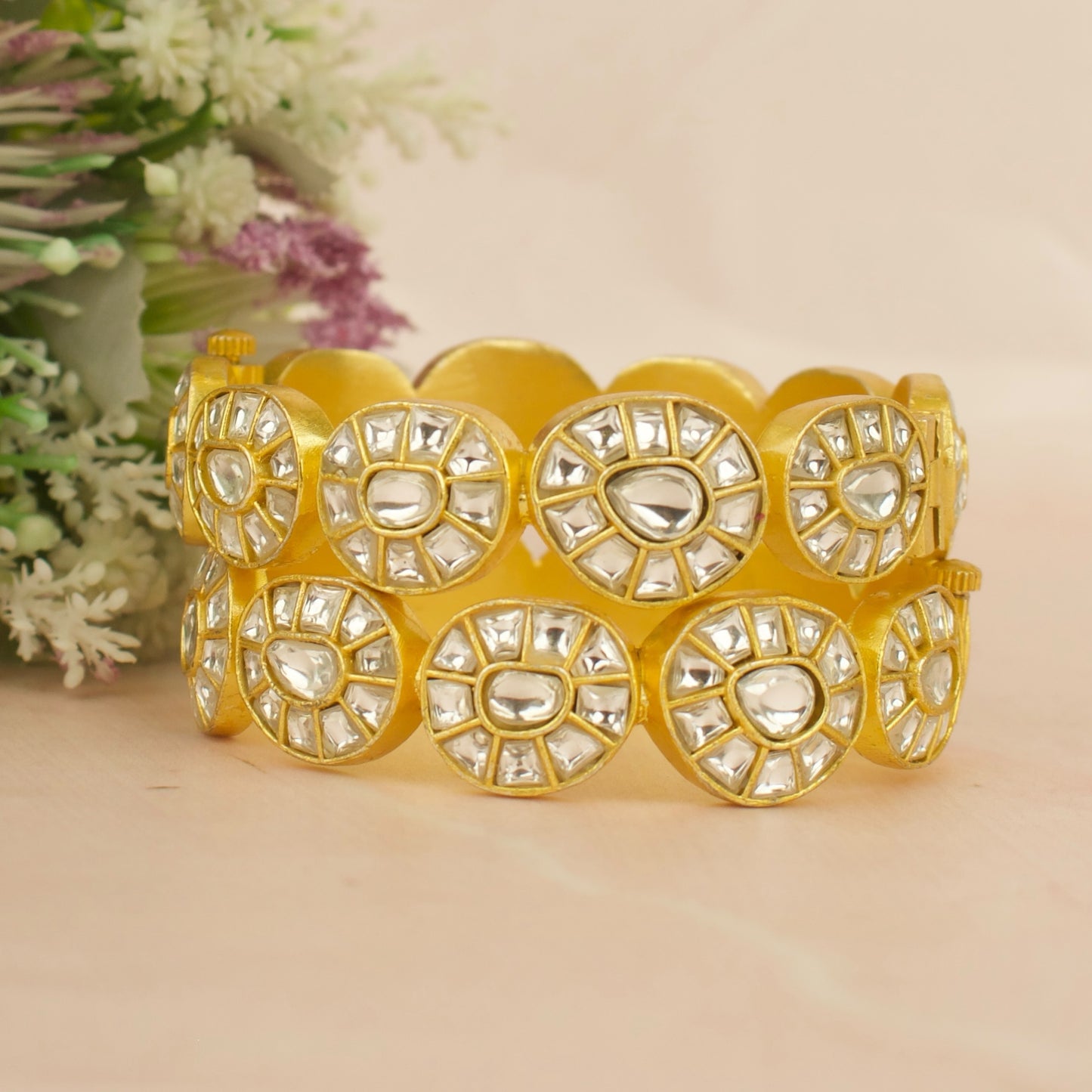 Majestic Jadau Kundan Mango Design Bangles