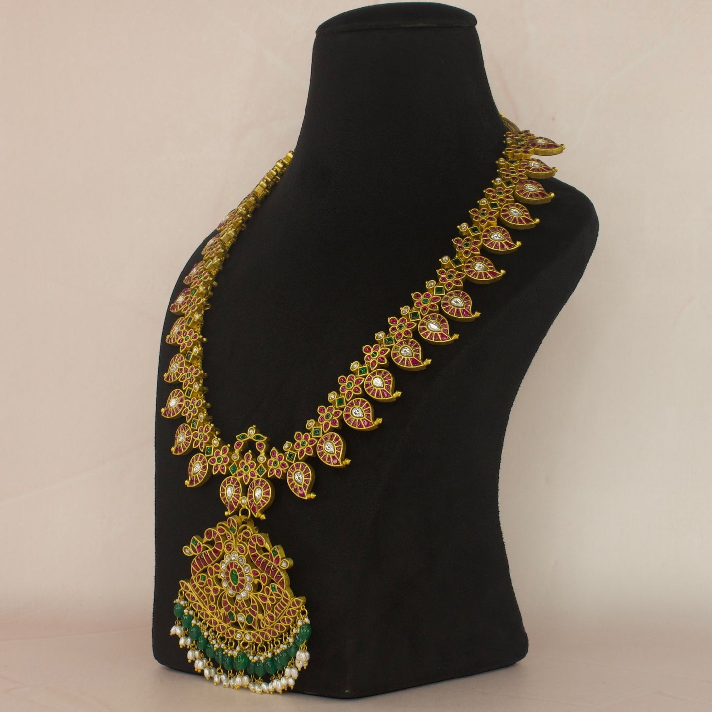 Heavy Gold Plated Jadau Kundan Mango Haram for Bridal Wear