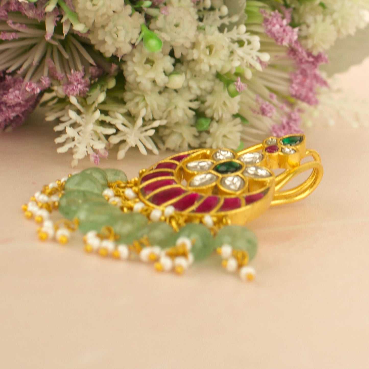 Floral Chandbali Design Jadau Kundan Locket