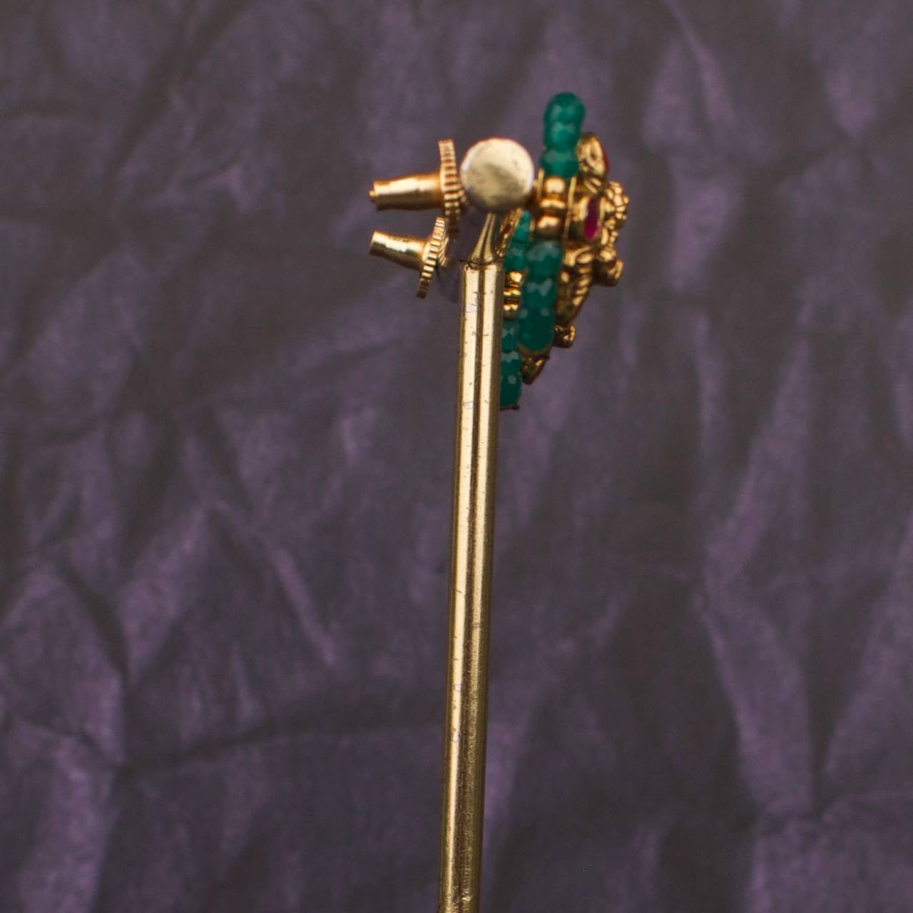 Divine Laxmi Devi Studs With Beads Bordering