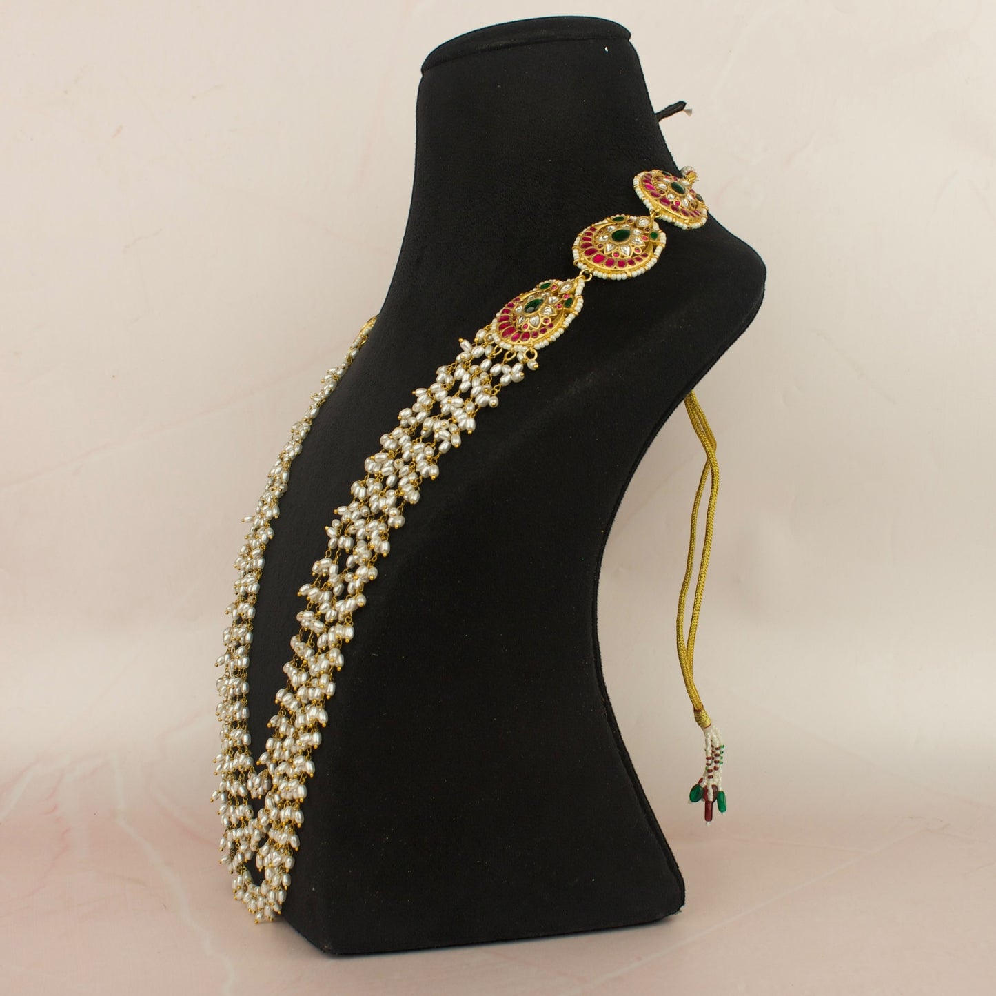 Jadau Pearl Mala (DJBM159533) - DULHAN JEWELS