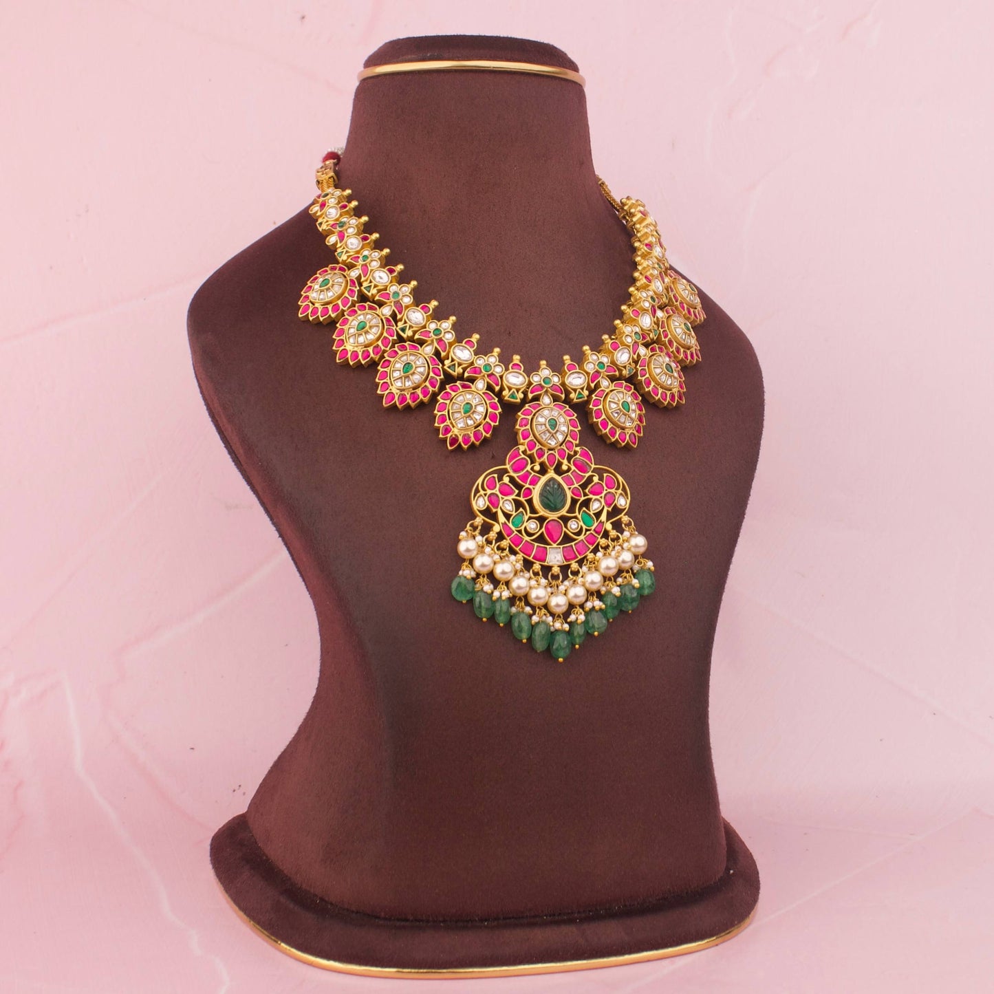 Classic Jadau Kundan Necklace With Designer Pendant