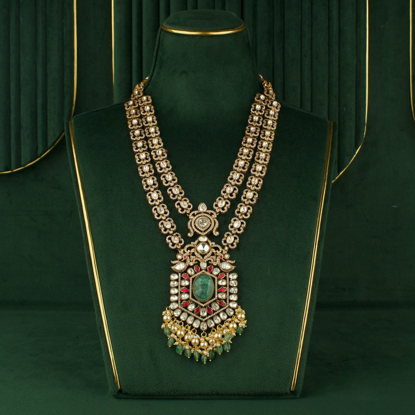 Captivating Fusion Kundan & Polki Victorian Necklace Set
