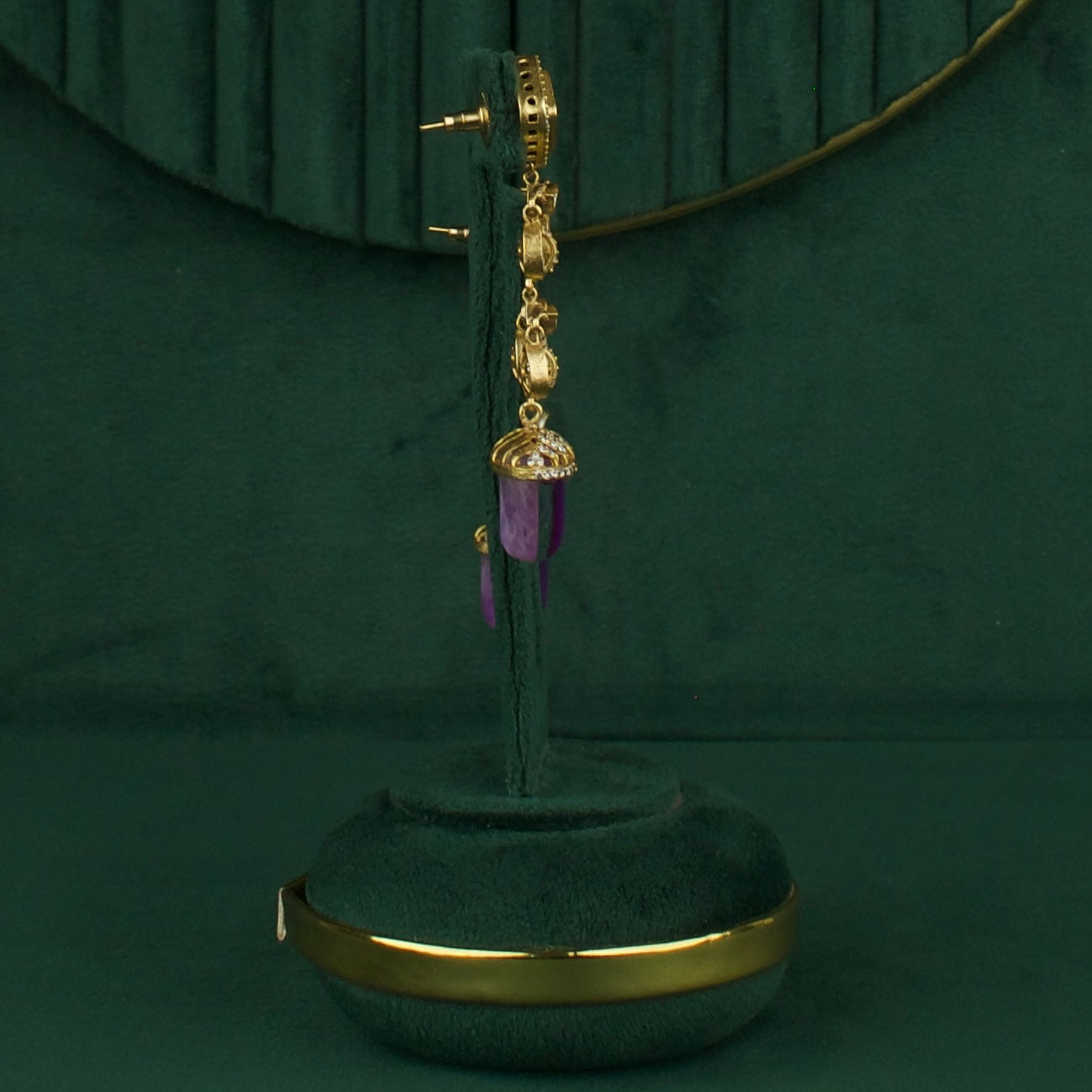 Sleek Polki Mehandi Victorian Chand Bali Hanging Earrings