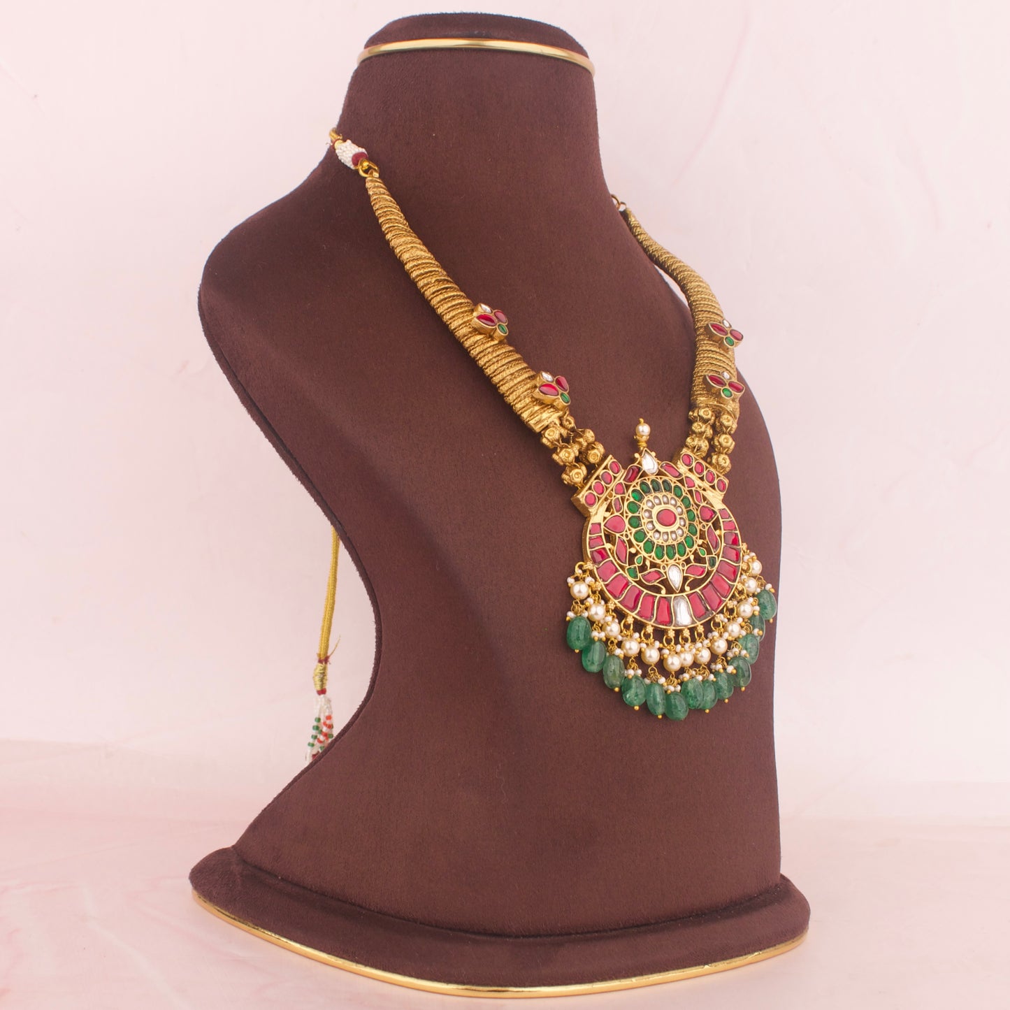 Unique Gold Style Design Jadau Kundan Necklace Set - DULHAN JEWELS
