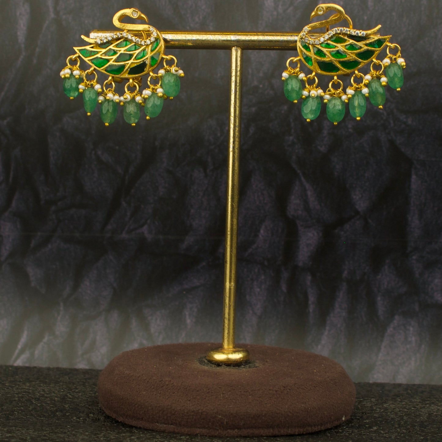 Unique Jadau Kundan Peacock Design Stud Earrings