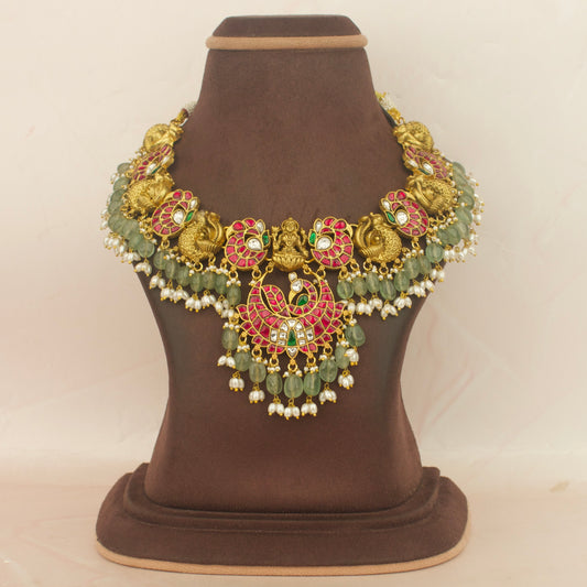 Divine Lakshmi Devi Nakshi Jadau Kundan Short Necklace