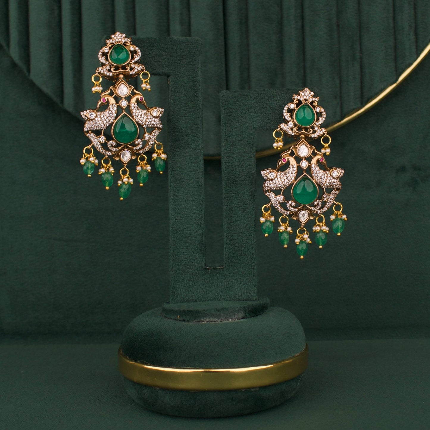 Stylish Designer Fusion Moissanite Polki Necklace With Matching Earrings