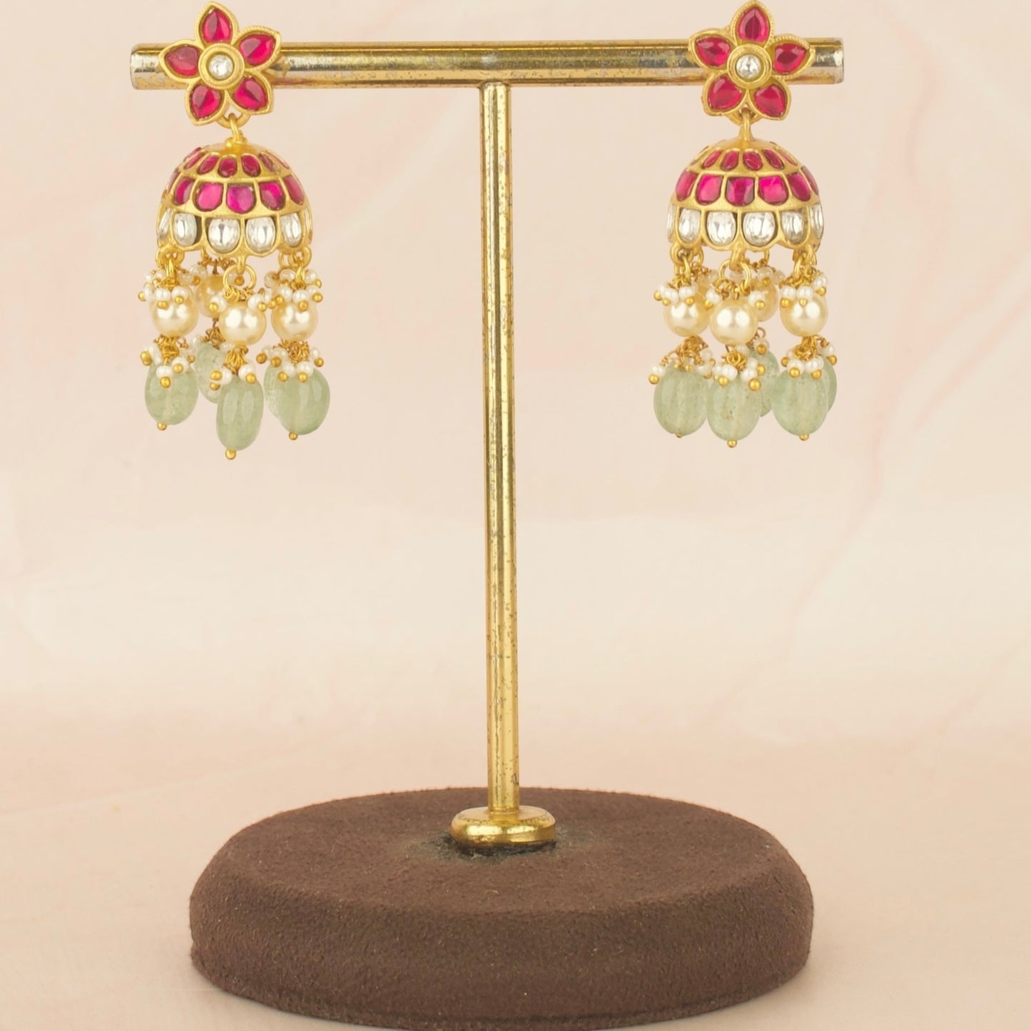Opulent Floral Studded Jadau Kundan Jhumki Earrings