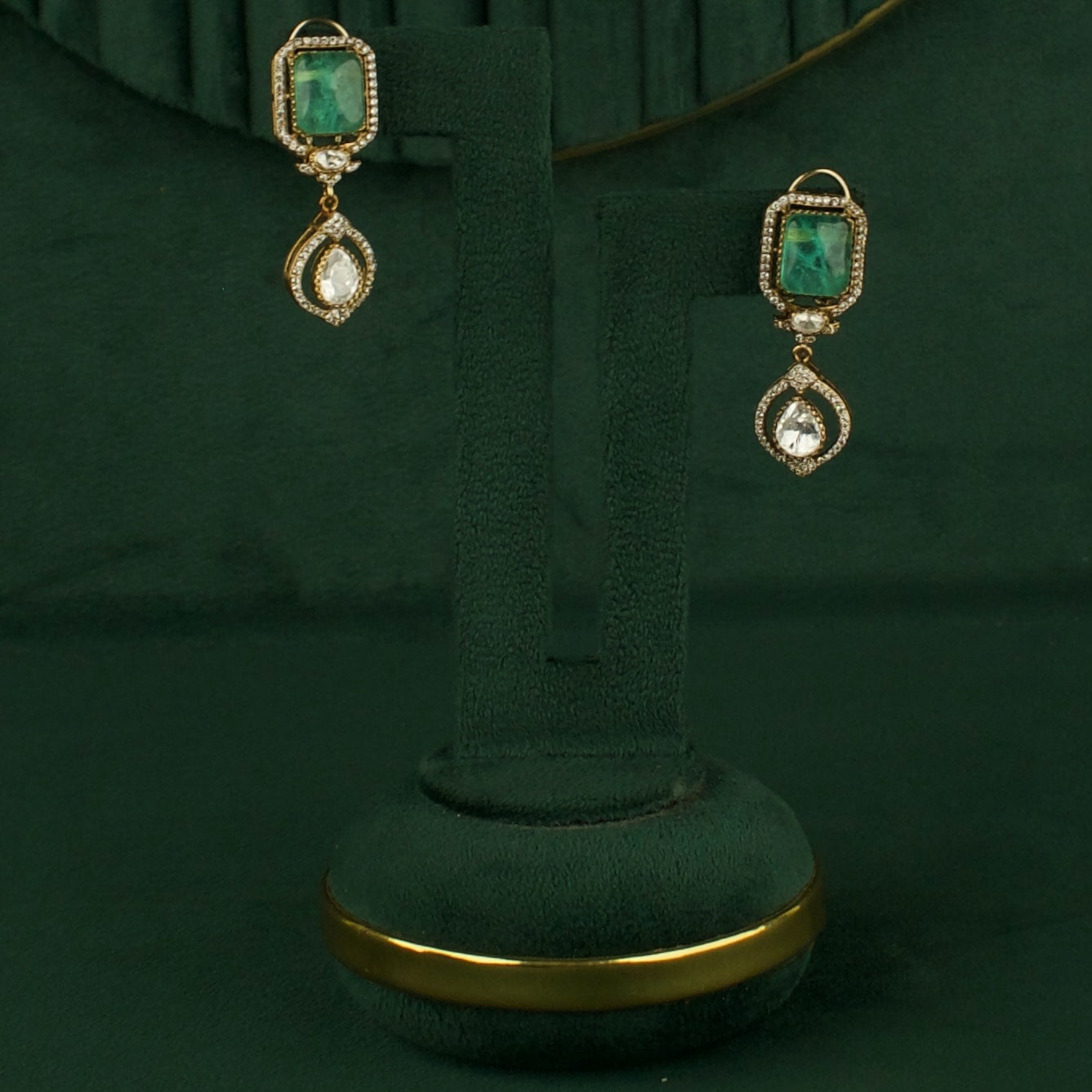 Deluxe Peacock Design Fusion Kundan & Polki Victorian Necklace Set