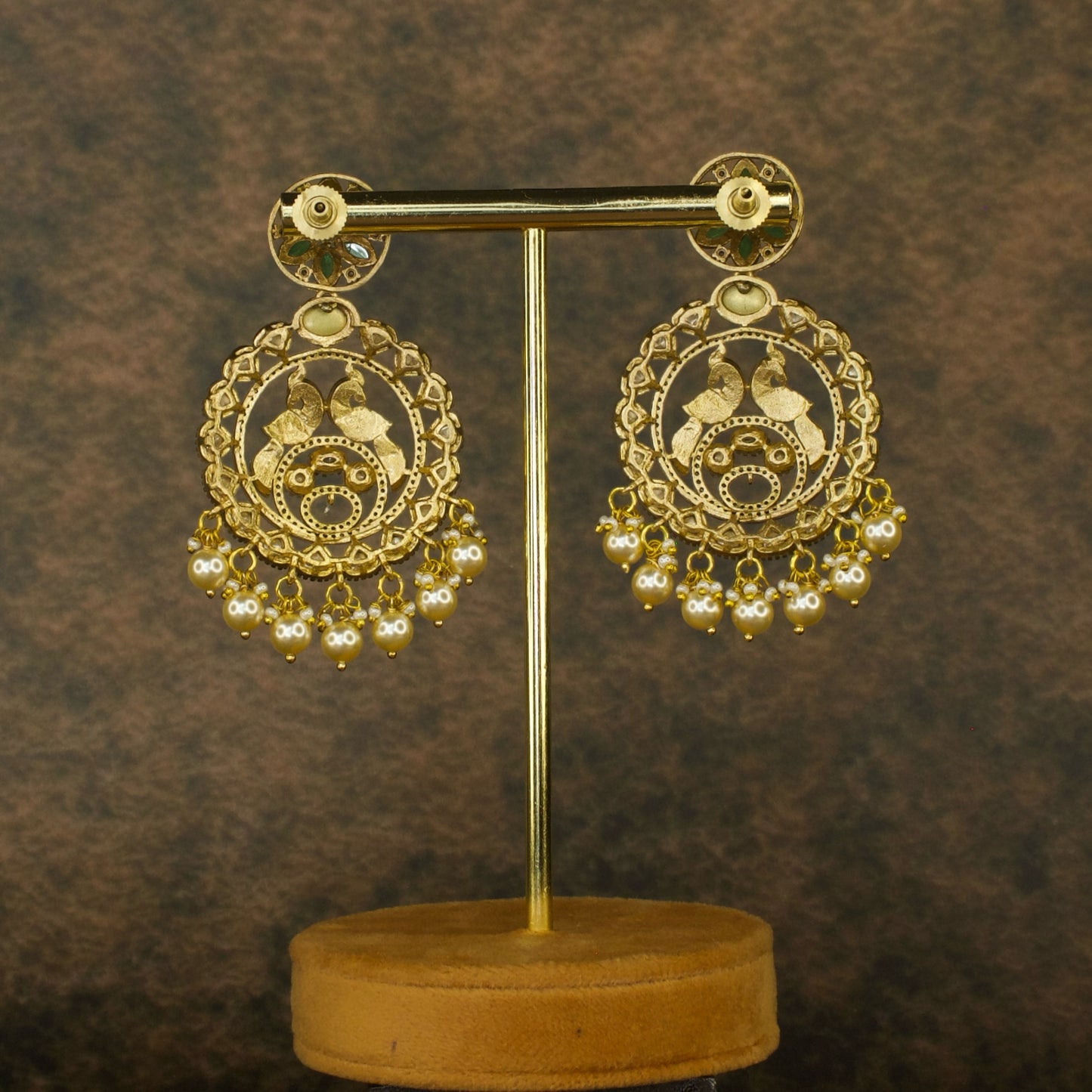 Floral Ring peacock design Victorian Chandbali Earrings