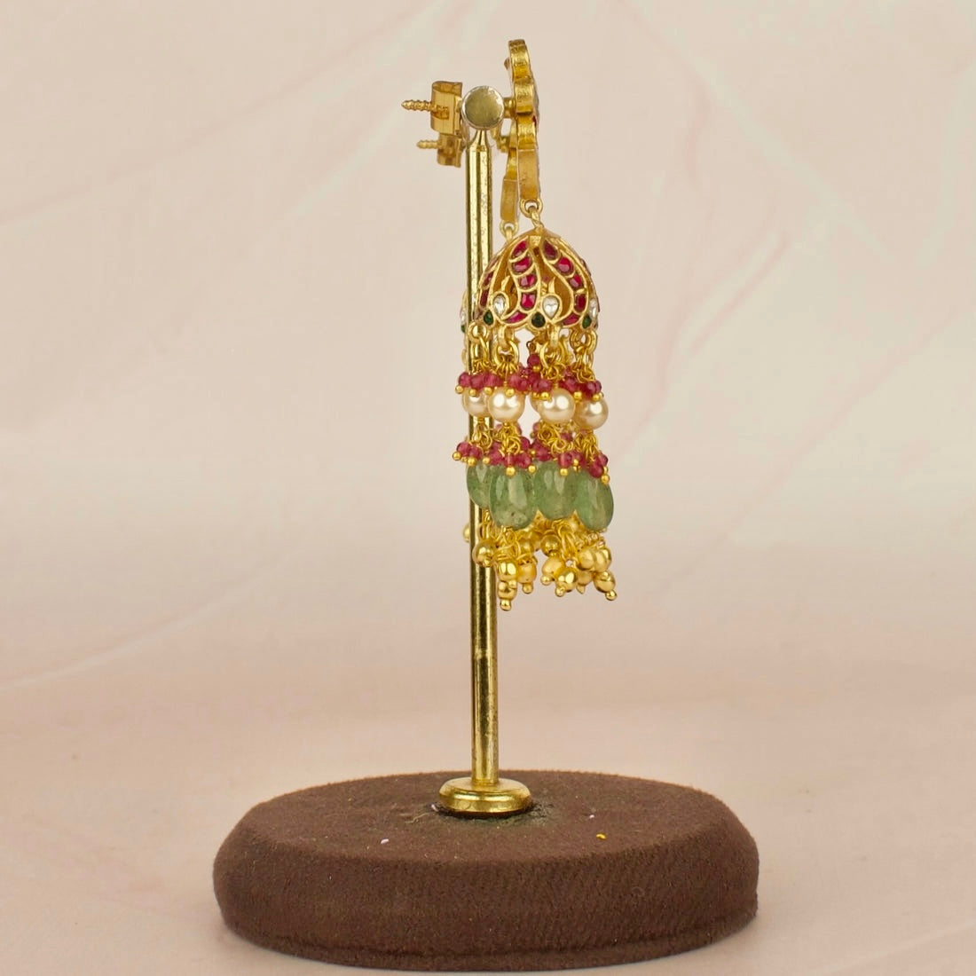 Floral Studded Jadau kundan Jhumki Earrings