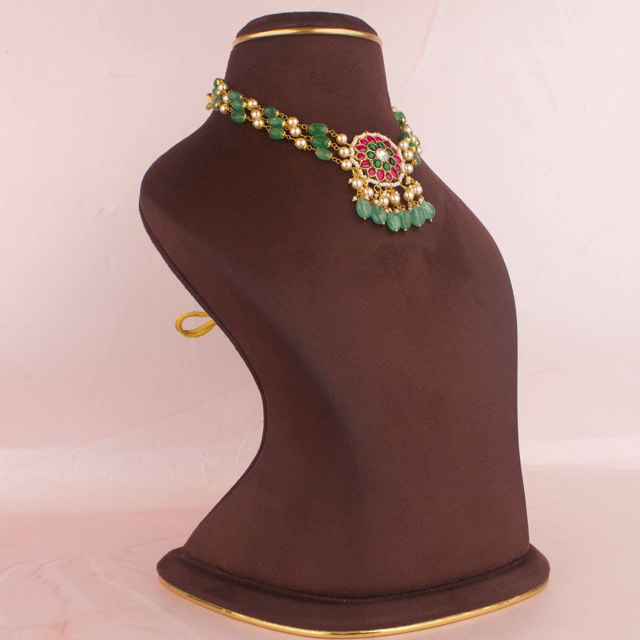 Classic Jadau Kundan Choker With Pearl & Beads String