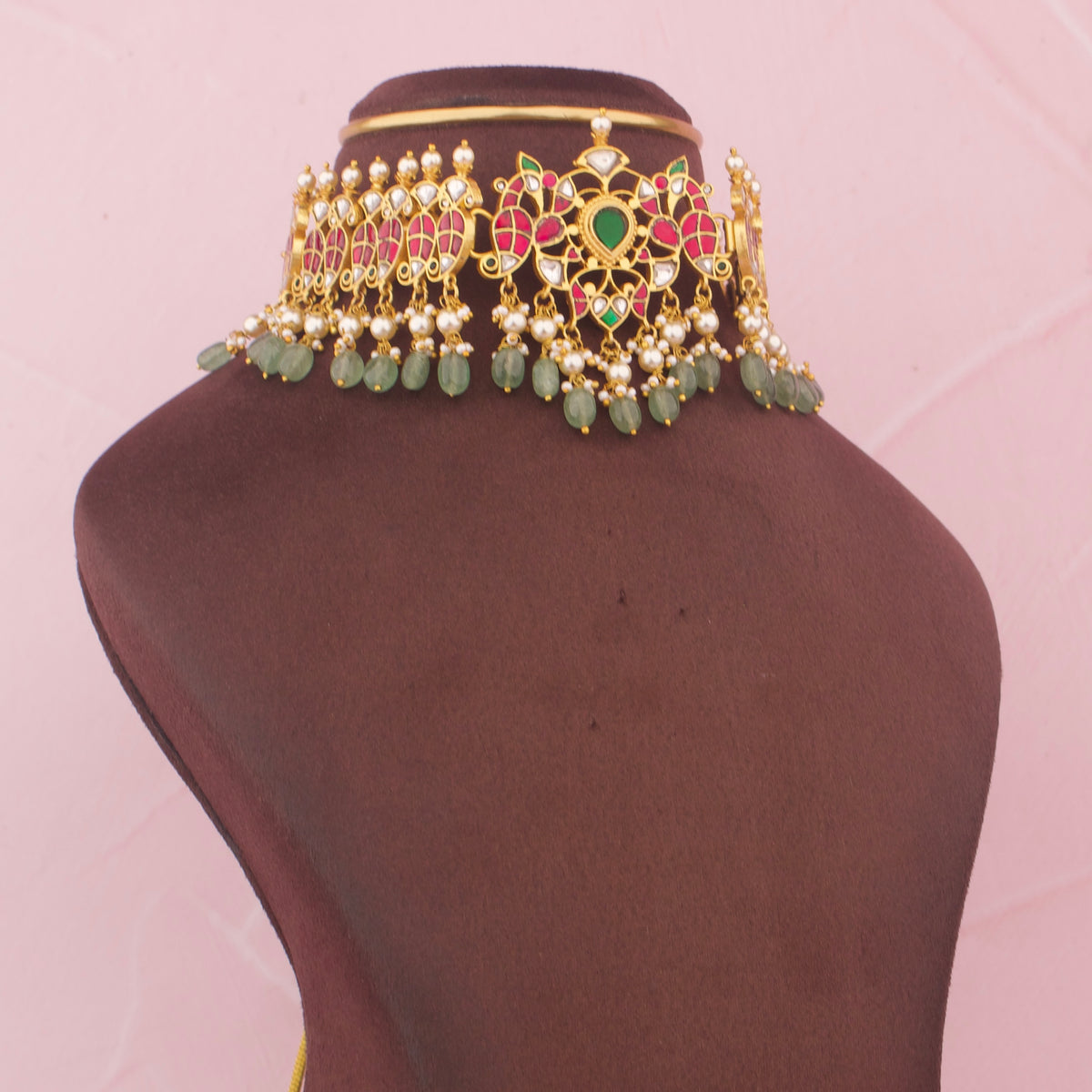 Bridal Jadau Kundan Choker With Pearl Drops