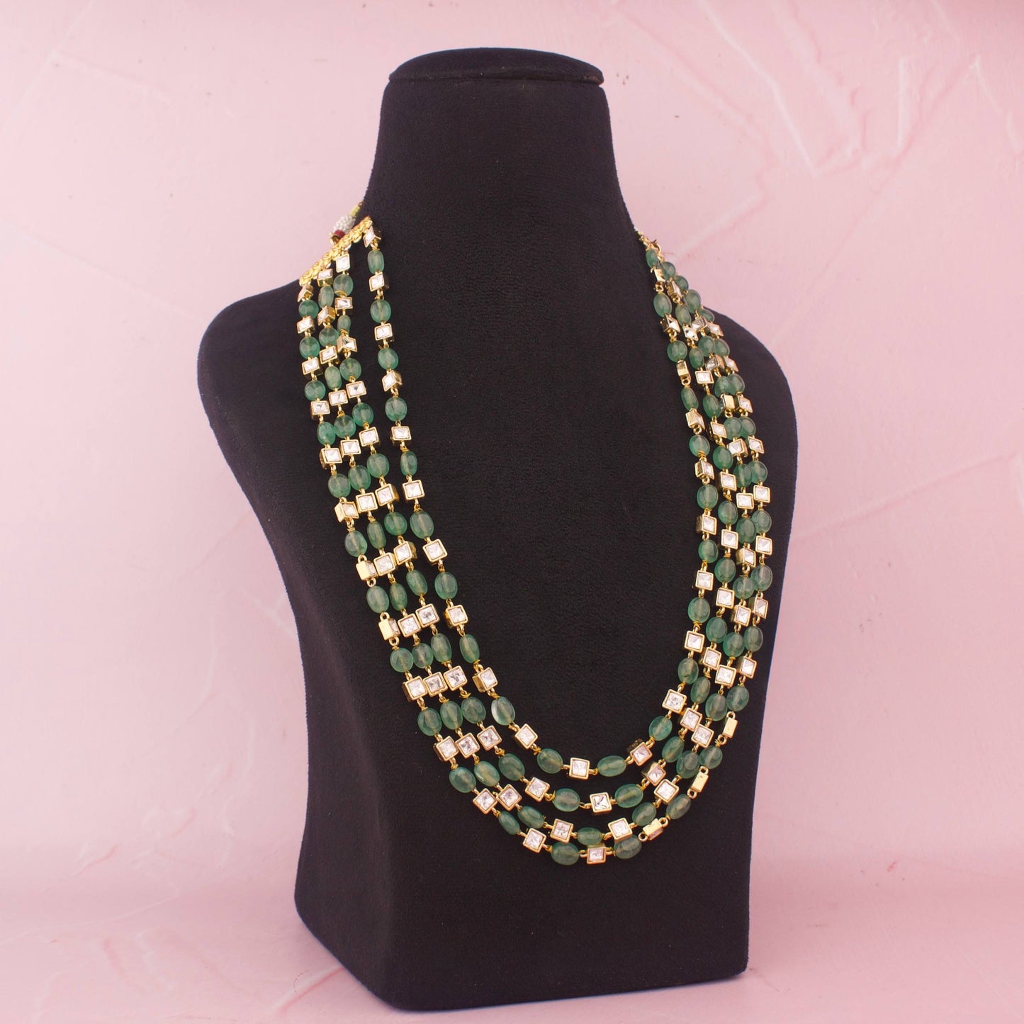 Bridal Polki Multi Layered Beads Mala