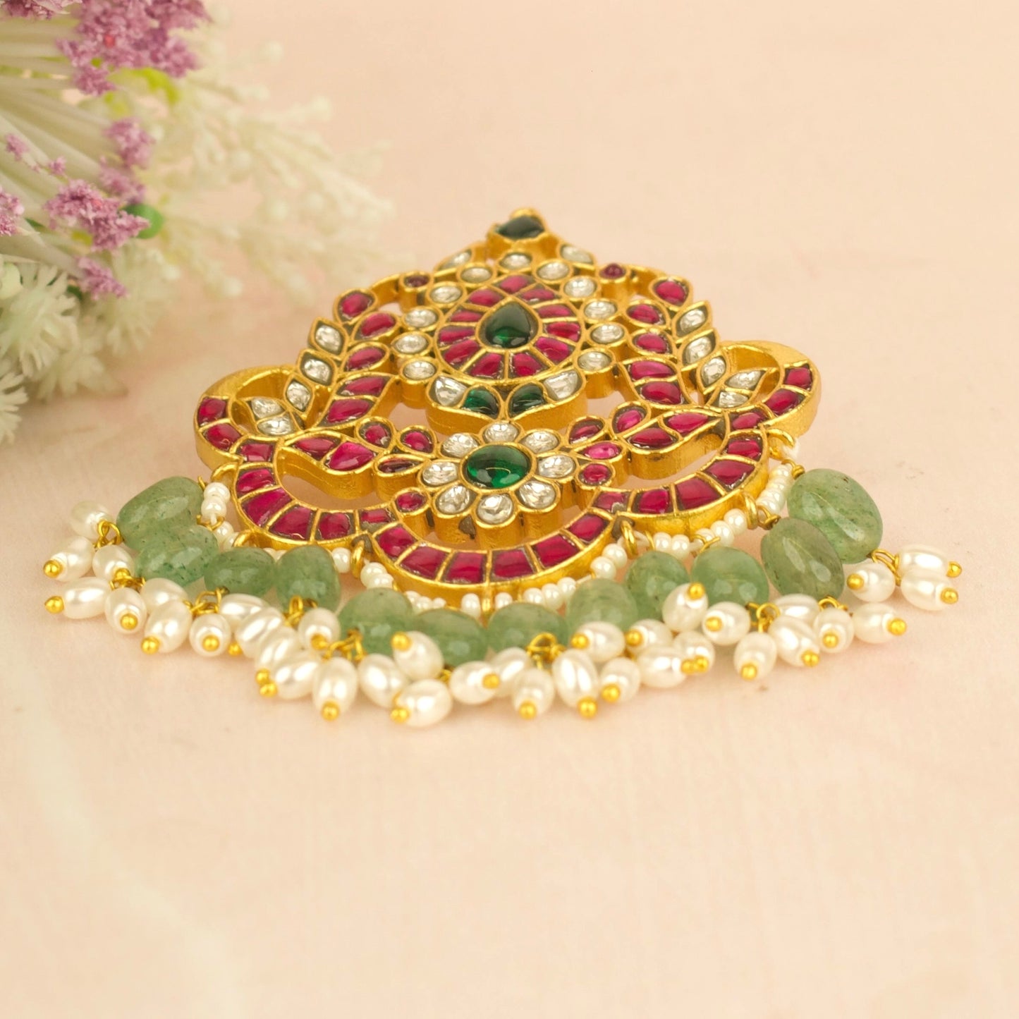 Refined Jadau Kundan Locket With Guttapusalu Hangings