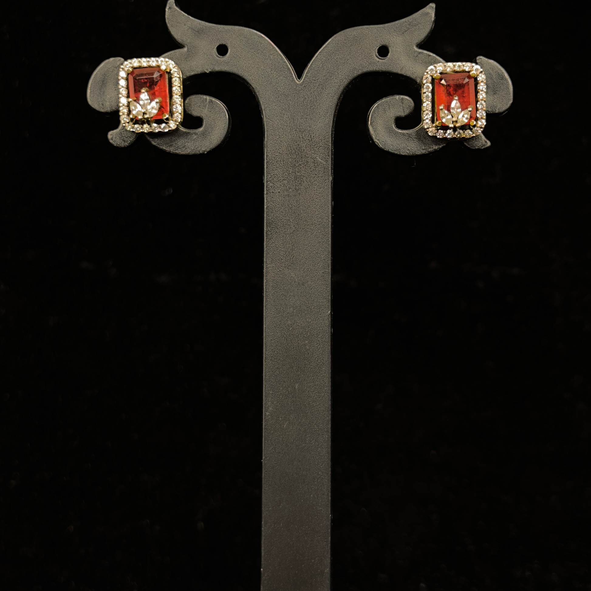 Antique Victorian Pendant Set with Diamond Floral Design and Matching Earrings