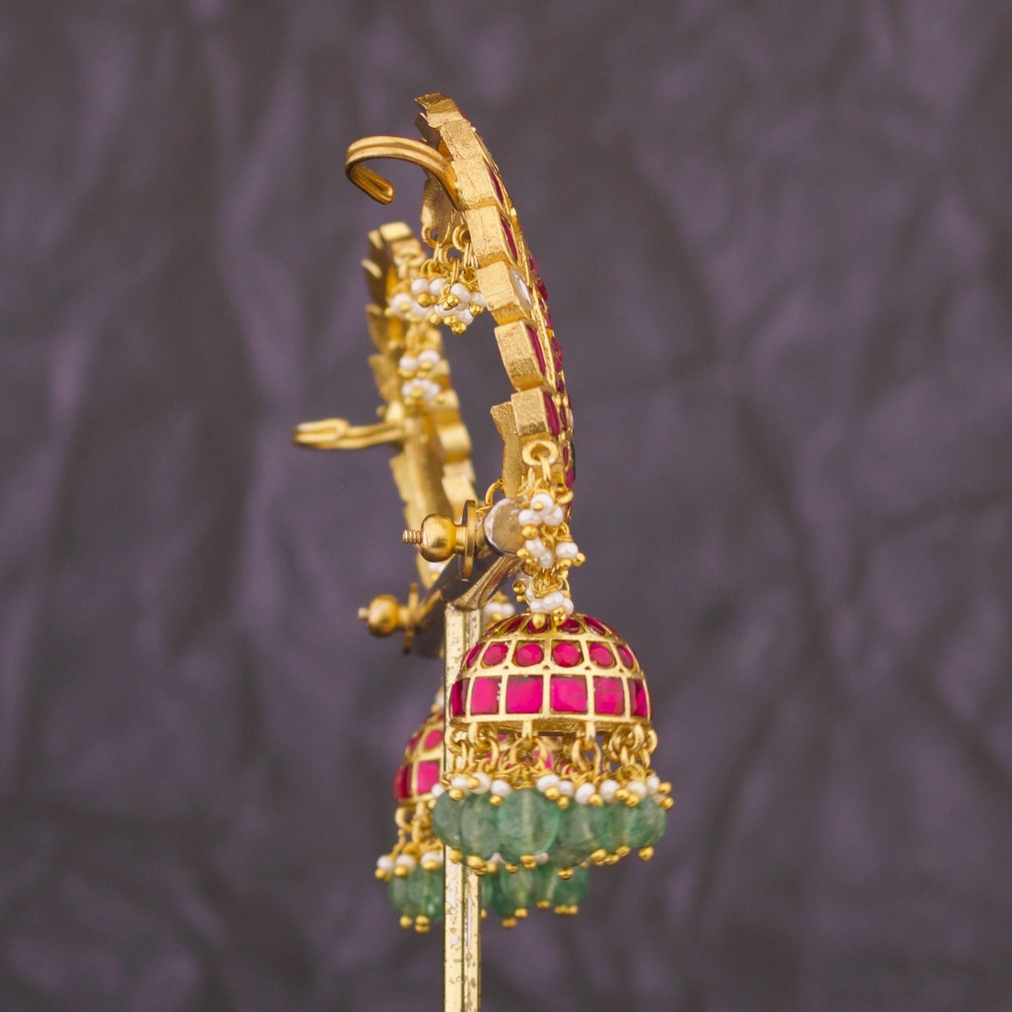 Bridal Jadau Kundan Peacock Design Full Kaan Earcuff Earrings