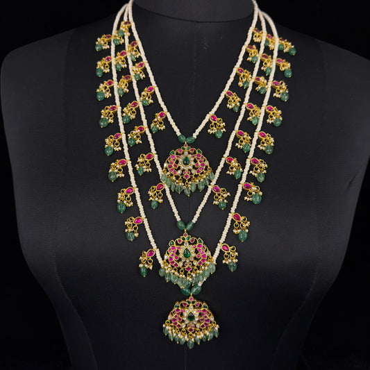 Jadau Kundan Multi-Layered Necklace - Exquisite Traditional Statement Piece
