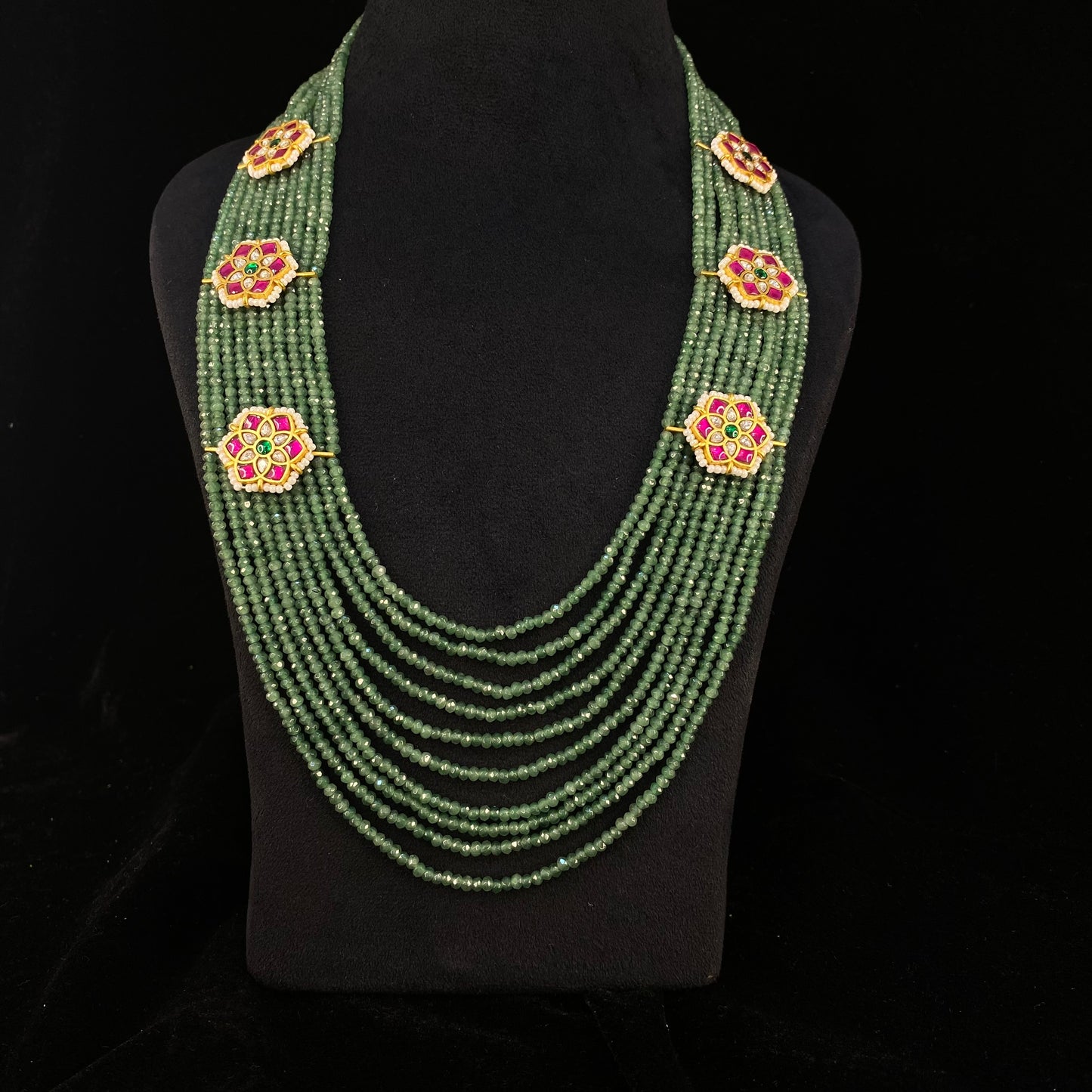 Bridal Jadau Kundan Side Locket Beads Mala