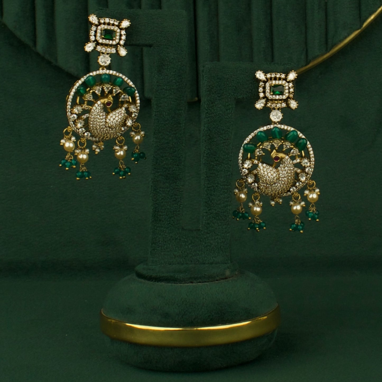 Heritage Peacock Design Fusion Kundan & Polki victorian Necklace Set