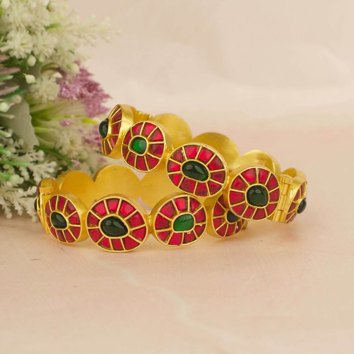 Majestic Jadau Kundan Mango Design Bangles