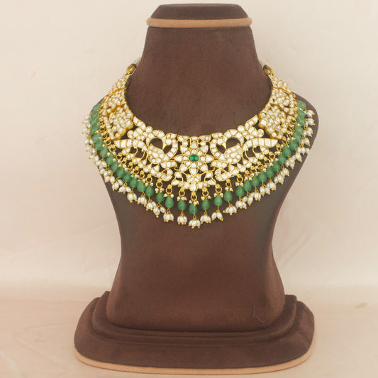 Traditional Moissanite Polki Necklace With Guttapusalu Hangings